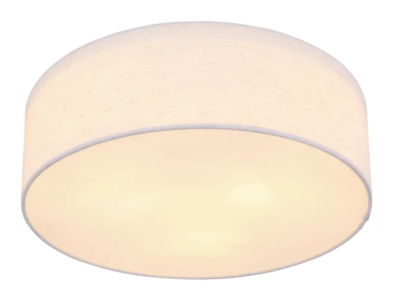 Ava Ø44 Hvit plafond Fra Globo Lighting - Den vackra sk&auml;rmen kl&auml;dd i vackert sandf&auml;rgat textil, vilket g&ouml;r lampan l&auml;tt att kombinera med olika inredningsstilar.