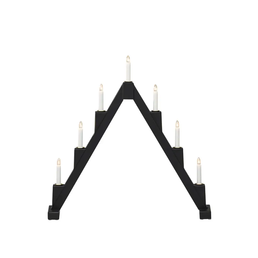 Candelabra 7 Lights Svart Fra Konstsmide - Sammenleggbar elektrisk lysestake med 7 lys, laget av svartmalt tr&aring;d, dekorert med messingringer rundt hvert lys for en elegant touch.