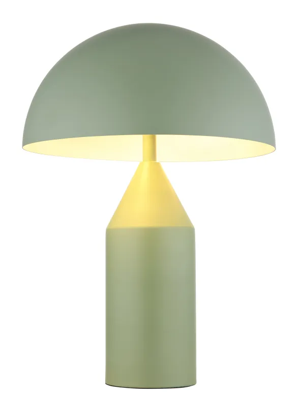 Atoma 40cm Grønn bordlampe Fra Globo Lighting - Sk&auml;rmen i matt, d&aring;v gr&ouml;n f&auml;rg och vitt skapar en harmonisk kontrast och ger en behaglig ljusspridning.