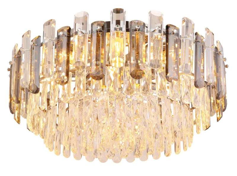 Orgina Ø55 Røykfarget plafond Fra Globo Lighting - Plafonden Orgina tillf&ouml;r rummet en lyxig k&auml;nsla med gnistrande kristaller och r&ouml;kf&auml;rgade glasstavar.