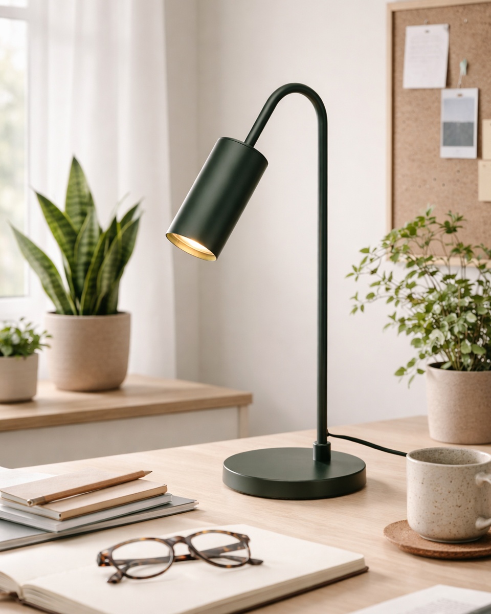 Curve 50cm Mørkegrønn skrivebordslampe Fra By Rydéns - Den slanke formen gj&oslash;r Curve enkel &aring; plassere p&aring; et skrivebord, nattbord eller i et vindu.