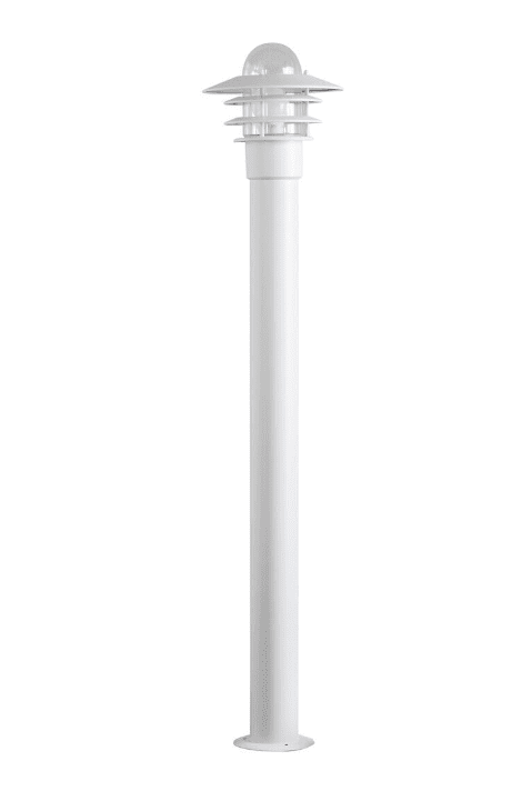Käpylä 110cm Hvit pullerter Fra Airam - En glasskuppel beskytter lyskilden og leder lyset opp og ned samt mellom armaturens fargeavstemte lameller.