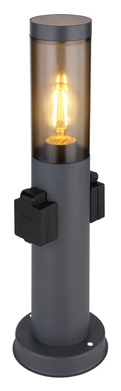 Boston 45cm Antrasitt pullerter Fra Globo Lighting - Tillverkad i rostfritt st&aring;l med en r&ouml;kf&auml;rgad plastsk&auml;rm ger den ett mjukt och behagligt ljus.