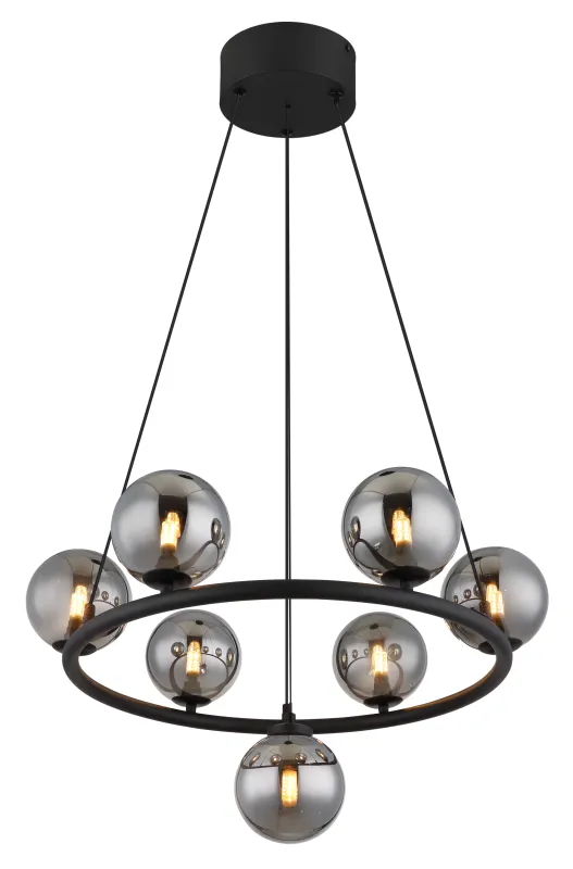 Riha Ø60 Røykfarget Taklampe Fra Globo Lighting - Lampan &auml;r av mattsvart metall och ger ditt hem en lyxig och inbjudande atmosf&auml;r.
