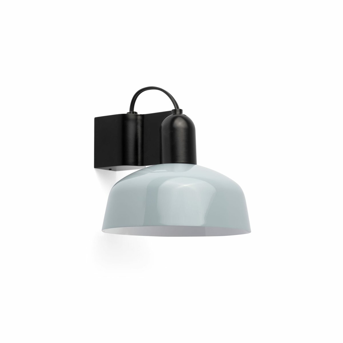 Tatawin Ø18 Gråblå vegglampe Fra Faro Barcelona - Tatawin er en vegglampe med svart struktur og en gr&aring; metallskjerm som gir et fokusert lys.