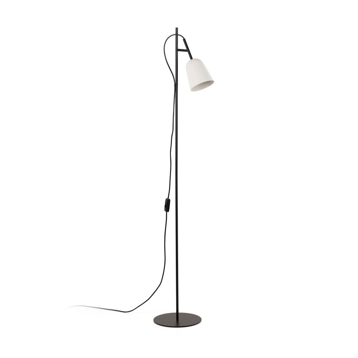 Studio Hvit gulvlampe Fra Faro Barcelona - Den unike funksjonen er kabelklemmen formet som en tregren, som gir lampen en s&aelig;regen og kreativ karakter.