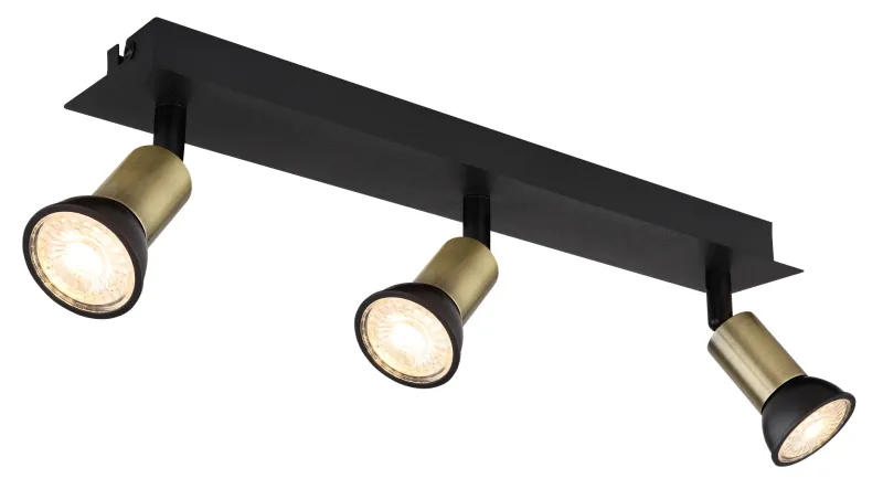 Drew 3 Gull spotlight Fra Globo Lighting - Drew &auml;r en stilren takspotlight som imponerar med sin design i mattsvart och guld.