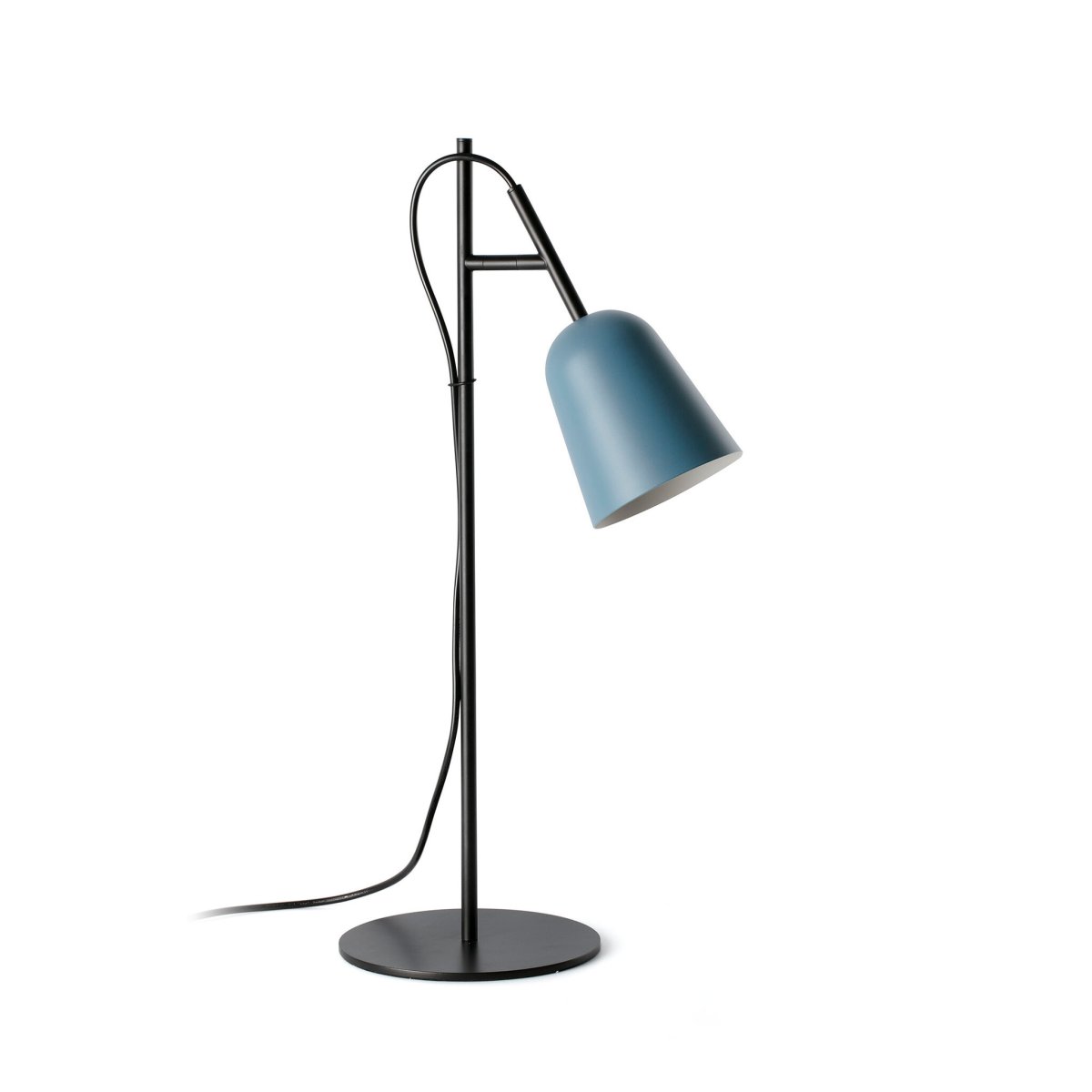 Studio 55cm Blå skrivebordslampe Fra Faro Barcelona - Lampens signatur er den dekorative kabelklipsen formet som en tregren, en unik detalj som gir lampen karakter.