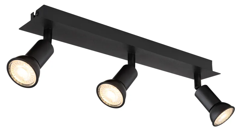 Drew 3 Svart spotlight Fra Globo Lighting - Drew &auml;r en stilren takspotlight som imponerar med sin enhetliga svarta design.