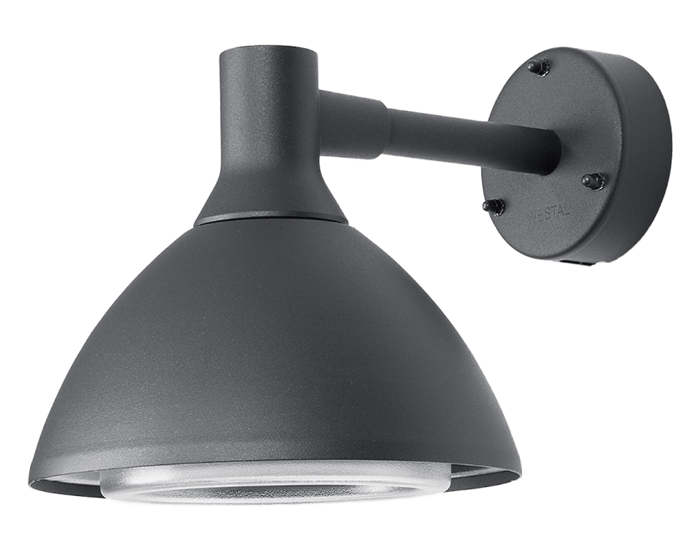 Ark Mini Antrasitt utendørslampe Fra Westal - Ark mini vegglampe er en veggarmatur med dempet downlight, laget av kromatert og pulverlakkert aluminium med blendingsbeskyttelse i PET-G.