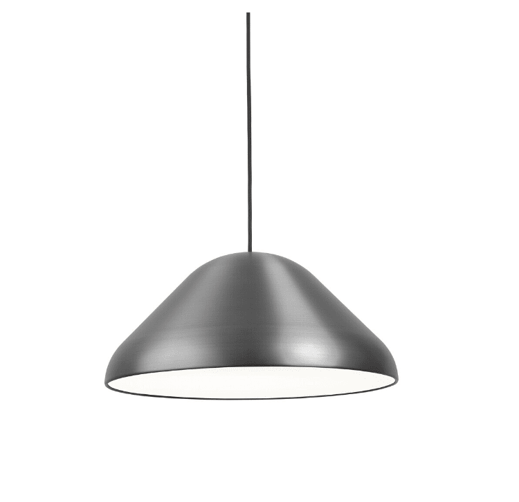 Enna Ø43 Stål Taklampe Fra Airam - Den store og avrundede pendelarmaturen i rustfritt stål passer til mange typer interiør og som spisebordarmatur.