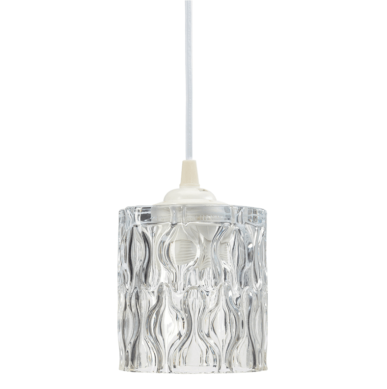 Elise Ø10 Gjennomsiktig vinduslampe Fra Pixie Design - Glasset har en unik strukturert overflate som reflekterer lyset på en vakker måte, noe som gjør lampen til et fint innslag i et vindu eller et lite rom; mellomrom.