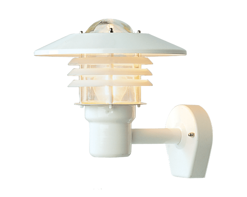 Tellus Hvit utendørslampe Fra Westal - Baksiden har to&aring; innganger og utganger og er utstyrt med en hurtigkoblingsterminal for enkel installasjon.