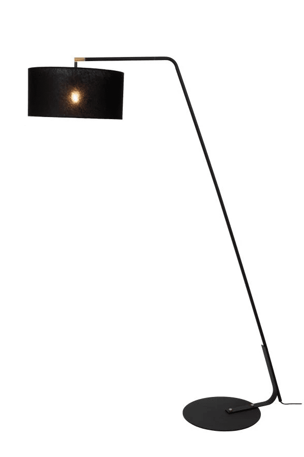 Kelso Svart gulvlampe Fra Lucide - Med en høyde på 180 cm og en elegant lampeskjerm i lin, gir denne lampen et fint preg til hjemmet ditt.