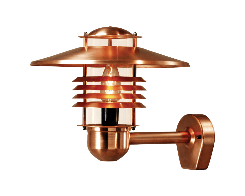 Arnäs Kopper utendørslampe Fra Westal - Arn&auml;s vegglampe er en stilig armatur med et allround lysmønster og en klar glasskuppel som omgir lyskilden.