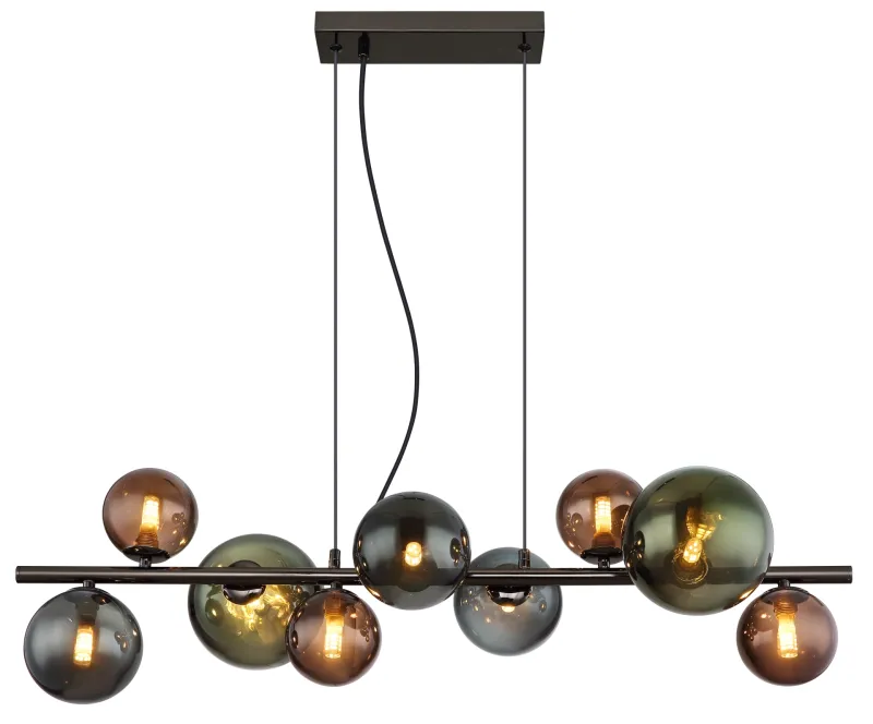 Riha 87cm Flerfarget Taklampe Fra Globo Lighting - Glaskuporna i brons, gr&ouml;nt och petrol ger lampan en unik karakt&auml;r och eleganta f&auml;rginslag som kompletterar modern inredning.