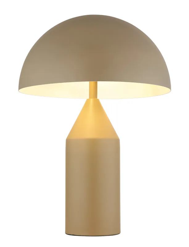 Atoma 40cm Sand bordlampe Fra Globo Lighting - Sk&auml;rmen i matt, sandf&auml;rg och vitt skapar en harmonisk kontrast och ger en behaglig ljusspridning.