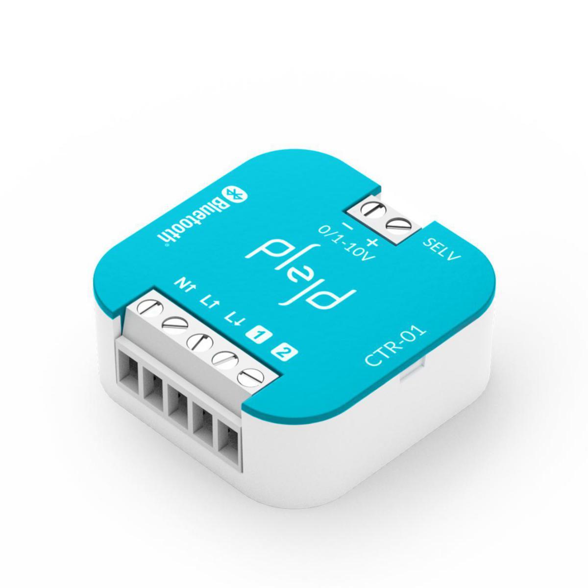 Controller Bluetooth CTR-01 Fra Plejd - I tillegg til appen og produktets fysiske innganger, kan den styres automatisk gjennom innebygde tidsfunksjoner som astroklokke og ukeklokke, samt tr&aring;dl&oslash;st gjennom sitt private mesh-nettverk med andre produkter fra Plejd.