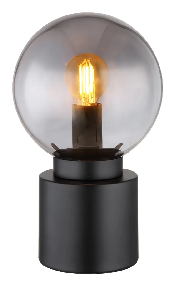 Marka 25cm Svart bordlampe Fra Globo Lighting - Den praktiska str&ouml;mbrytaren p&aring; sladden g&ouml;r den enkel att anv&auml;nda, och med sin kompakta storlek passar den perfekt p&aring; alla ytor.