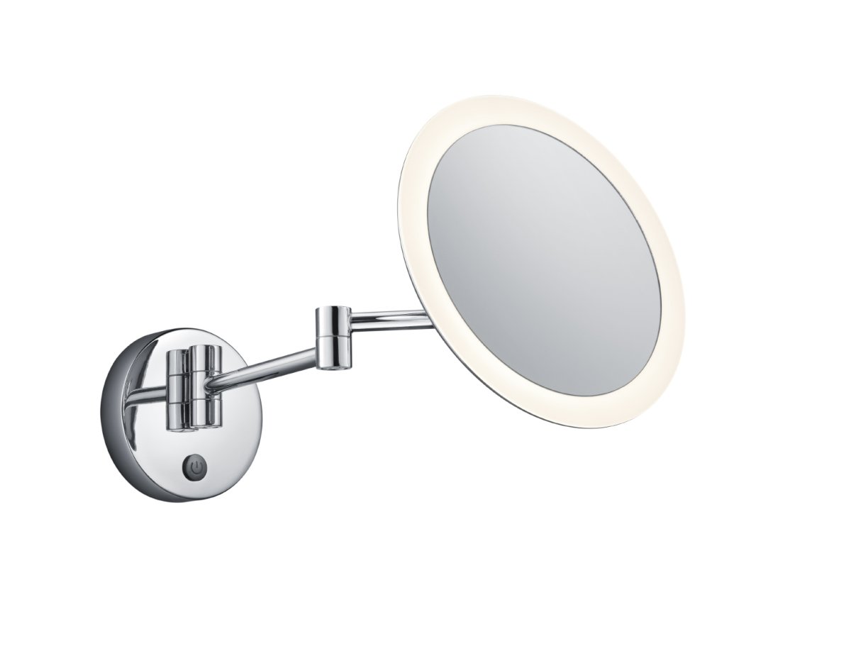 View Ø20 Krom baderomslampe Fra Trio Lighting - Opplev perfekt funksjon og stil med View LED-veggspeilet – et elegant rundt speil med integrert lys og kromfinish som passer til ethvert bad.