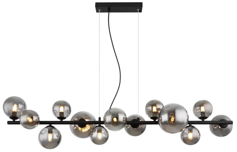 Riha 120cm Røykfarget Taklampe Fra Globo Lighting - Lampan &auml;r av mattsvart metall och ger ditt hem en lyxig och inbjudande atmosf&auml;r.