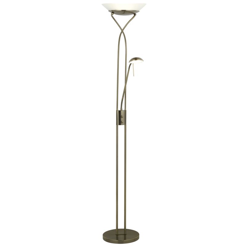 Ollie Antikk messing gulvlampe Fra Brilliant - Ollie gulvlampe er en stilig og klassisk uplight i antikk messing.