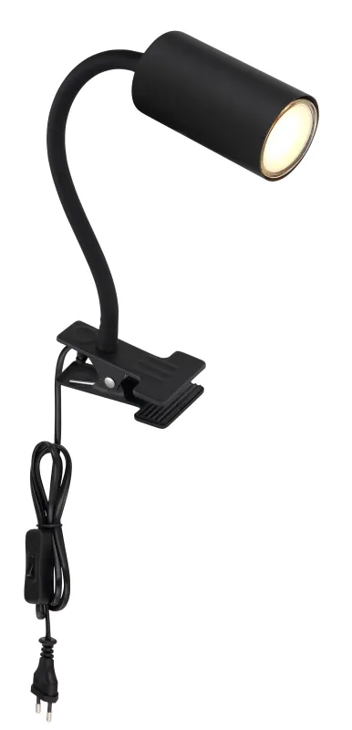 Robby Svart klemmelampe Fra Globo Lighting - Den lilla klassiska kl&auml;mlampan Robby kombinerar stil och funktion med sin design i vit metall.