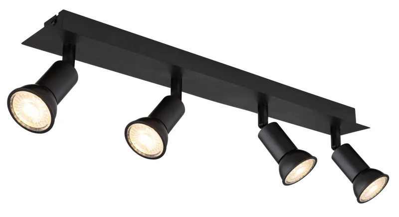 Drew 4 Svart spotlight Fra Globo Lighting - Drew &auml;r en stilren takspotlight som imponerar med sin enhetliga svarta design.
