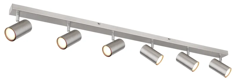 Robby 6 Nikkel spotlight Fra Globo Lighting - Robby &auml;r en stilren takspotlight som imponerar med sin enhetliga design i nickel.