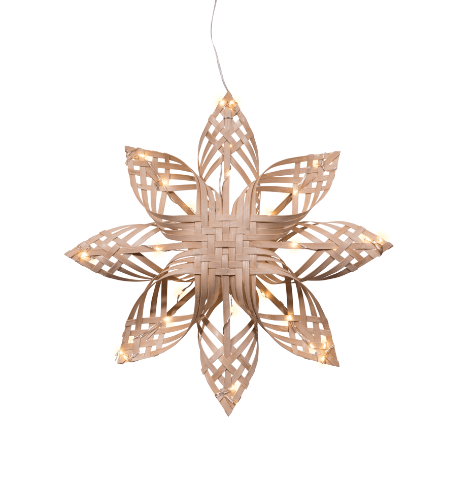 Bambu Ø40 Natur Fra Pixie Design - Utstyrt med LED som har varmhvitt lys, timer og en praktisk dimmer med fire lysnivåer som styres direkte fra stikkontakten, er styringen perfekt for å skape en koselig stemning i juletiden eller som dekorativ belysning hele året.