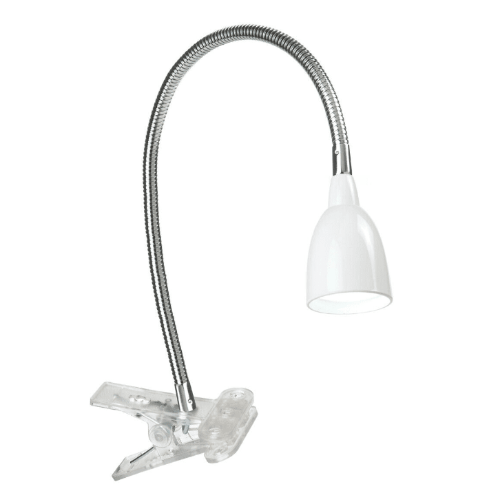 Stella Hvit klemmelampe Fra Airam - Med Stella kan du erstatte en bord- eller vegglampe b&aring;de permanent eller midlertidig.