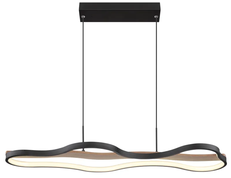 Bezzy 80cm Natur Taklampe Fra Globo Lighting - Bezzy takpendel har en unik molnformad design som kombinerar mattsvart metall, m&ouml;rkbrunt tr&auml; och opalsilikon f&ouml;r en stilfull och behaglig belysning.