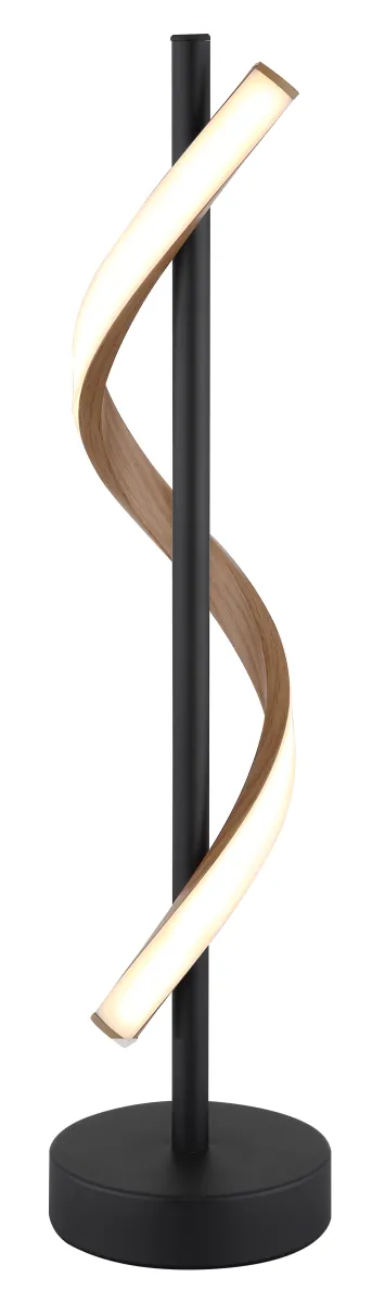 Watkins 50cm Svart bordlampe Fra Globo Lighting - Sk&auml;rmen i aluminium med tr&auml;look och opal plast ger en mjuk och j&auml;mn ljusspridning f&ouml;r en behaglig atmosf&auml;r.