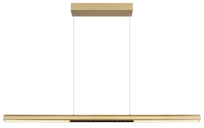 Cody 120cm Gull Taklampe Fra Globo Lighting - Lampan &auml;r tillverkad av aluminium i en mattguld finish som ger ett elegant och tidl&ouml;st uttryck som smidigt sm&auml;lter in i olika inredningsstilar, perfekt f&ouml;r stora matbord eller k&ouml;ks&ouml;ar.