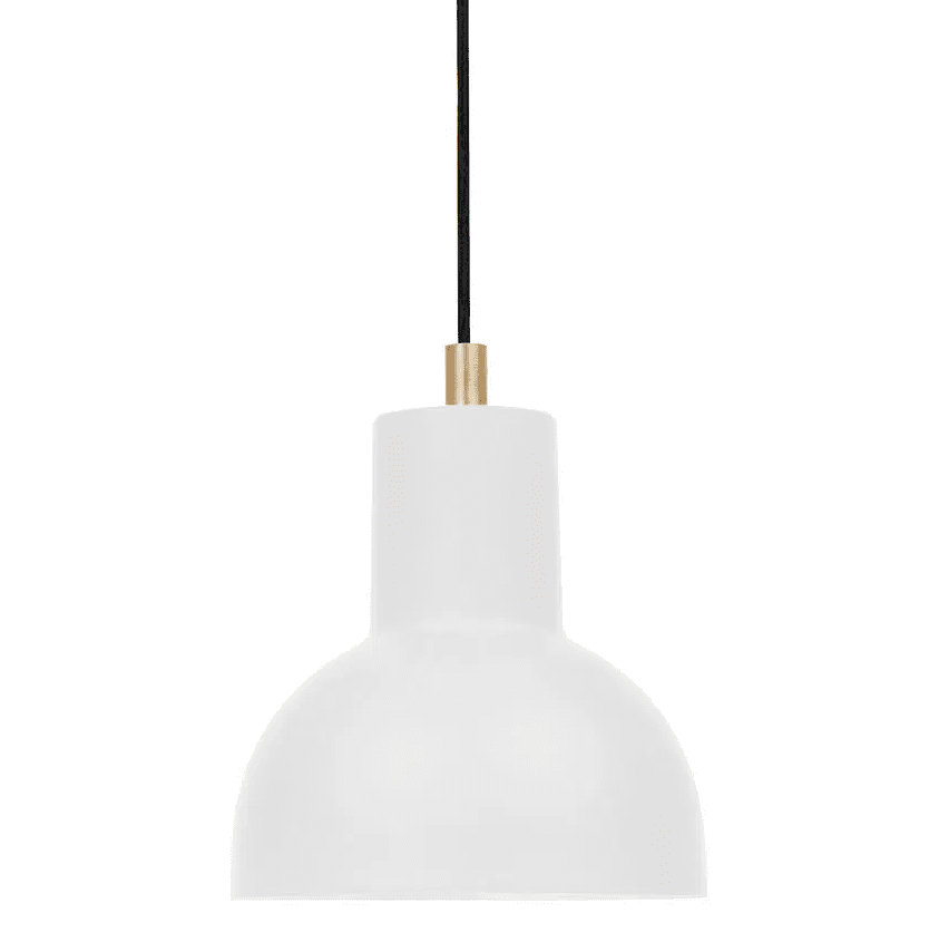 Mini Ø14 Matt hvit Taklampe Fra H. Skjalm P - Mini-anheng i matt hvitmetall med gullfarget interiør og messingdetaljer.