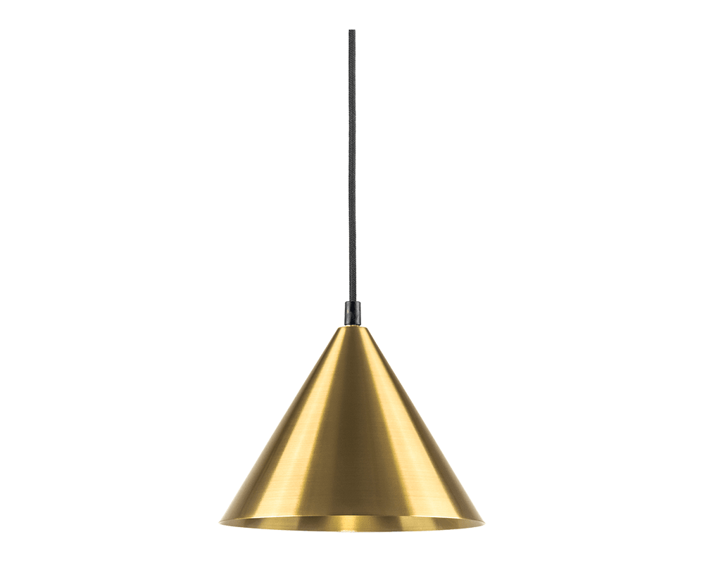 Tratt Ø25 Messing Taklampe Fra Westal - Tratt pendel er en stilig pendel i messing med en klarlakkert overflate og svart stoffkabel.