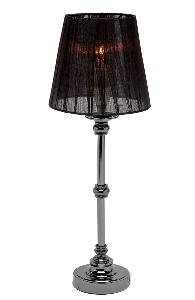 Zoom bilde av Axel 48cm Sateng sølv bordlampe Fra Pixie Design - Det elegante designet og kombinasjonen av metall og tekstil gir lampen en tidløs sjarm som passer i mange ulike interiørstiler.