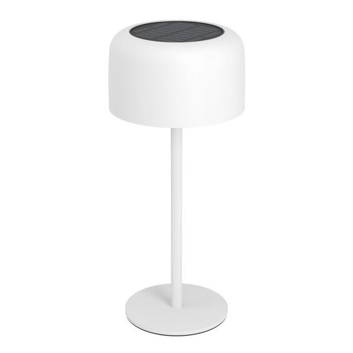 Roccanova 30cm Hvit solcellelampe Fra Eglo - Roccanova er en stilig, solcelledrevet bordlampe som kombinerer form og funksjon for både innendørs og utendørs bruk.