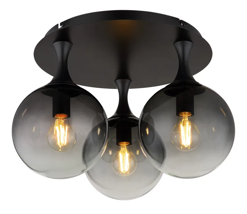 Dalton Ø46 Røykfarget plafond Fra Globo Lighting - Dalton plafond&nbsp;har en rund design med tre eleganta klot i en sofistikerad r&ouml;kf&auml;rgad ton.
