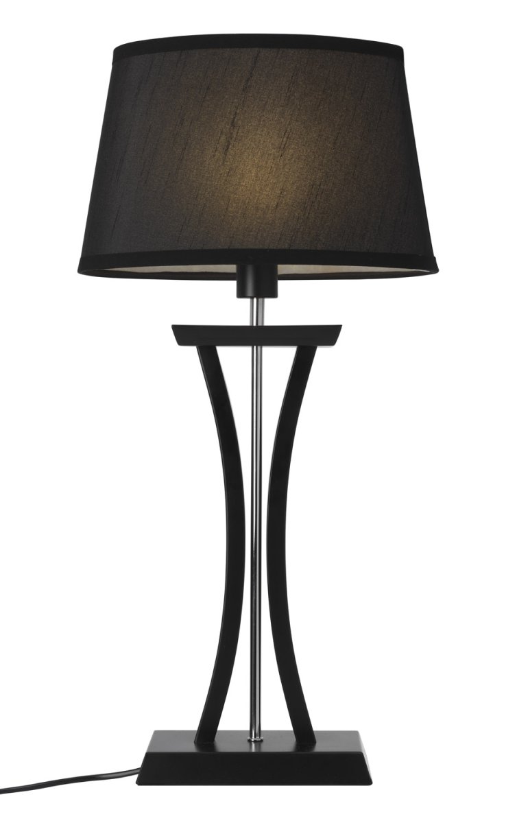 New Chelsea 60cm Svart bordlampe Fra Cottex - Ny Chelsea XL bordlampe i sort tre&auml; med kromdetaljer og en elegant oval skjerm som gir en myk og behagelig belysning.