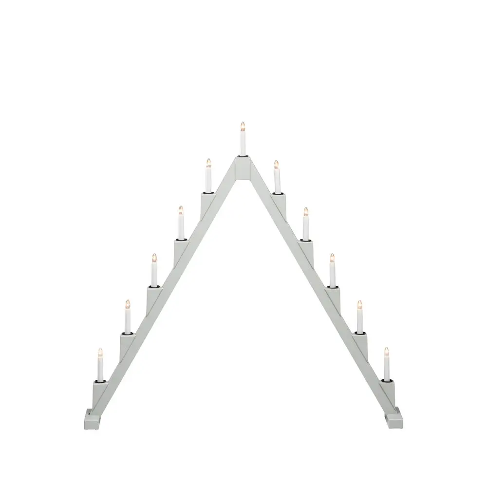 Candelabra 11 Lights Grå Fra Konstsmide - Sammenleggbar elektrisk lysestake med 11 lys, laget av gr&aring;malt tre, dekorert med svarte ringer rundt hvert lys for en elegant touch.