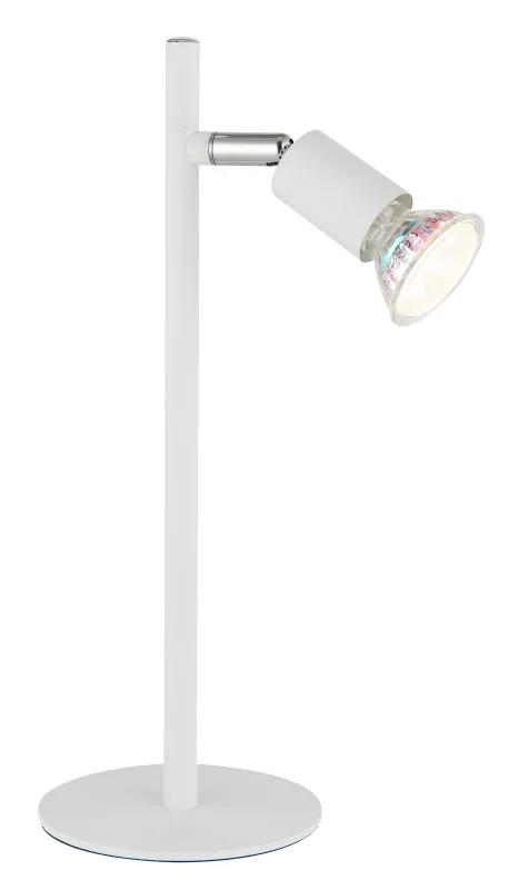 Matrix 30cm Hvit skrivebordslampe Fra Globo Lighting - Den runda basen och det raka metallr&ouml;ret i mattvitt ger ett modernt och elegant uttryck.