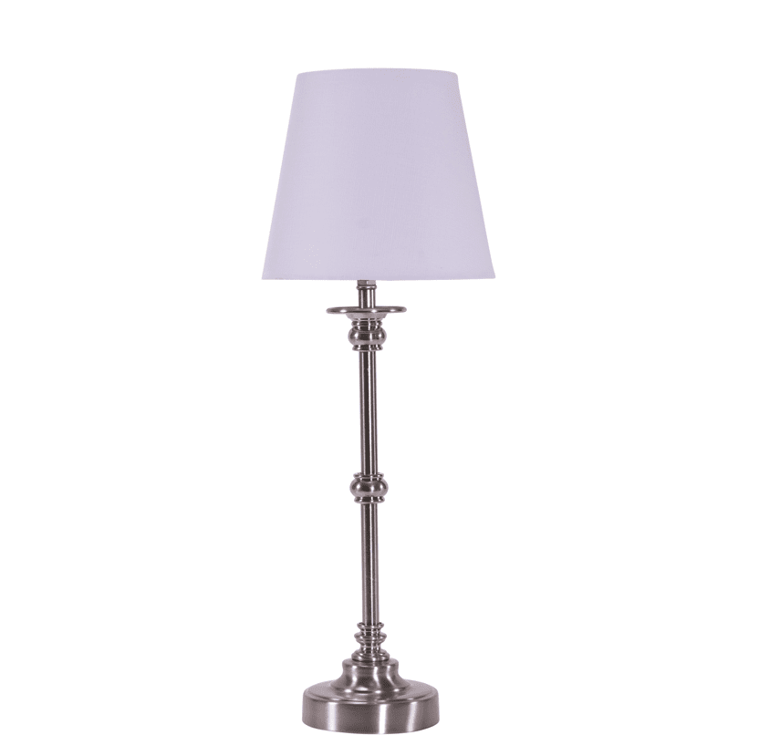 Zoom bilde av Axel 37cm Sølv bordlampe Fra Pixie Design - Det stilige designet og kombinasjonen av metall og lin gir lampen en tidløs sjarm som passer i mange ulike interiørstiler.