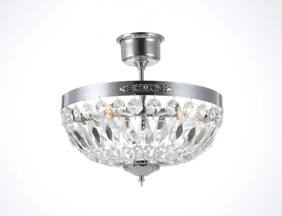 Rhea Ø35 Sølv krystall Fra Norrsken Design - Rhea chrome er en sofistikert taklampe med en elegant finish i krom og utsmykket med eksklusive prismer av håndkuttet klasse 1 K9-krystall.