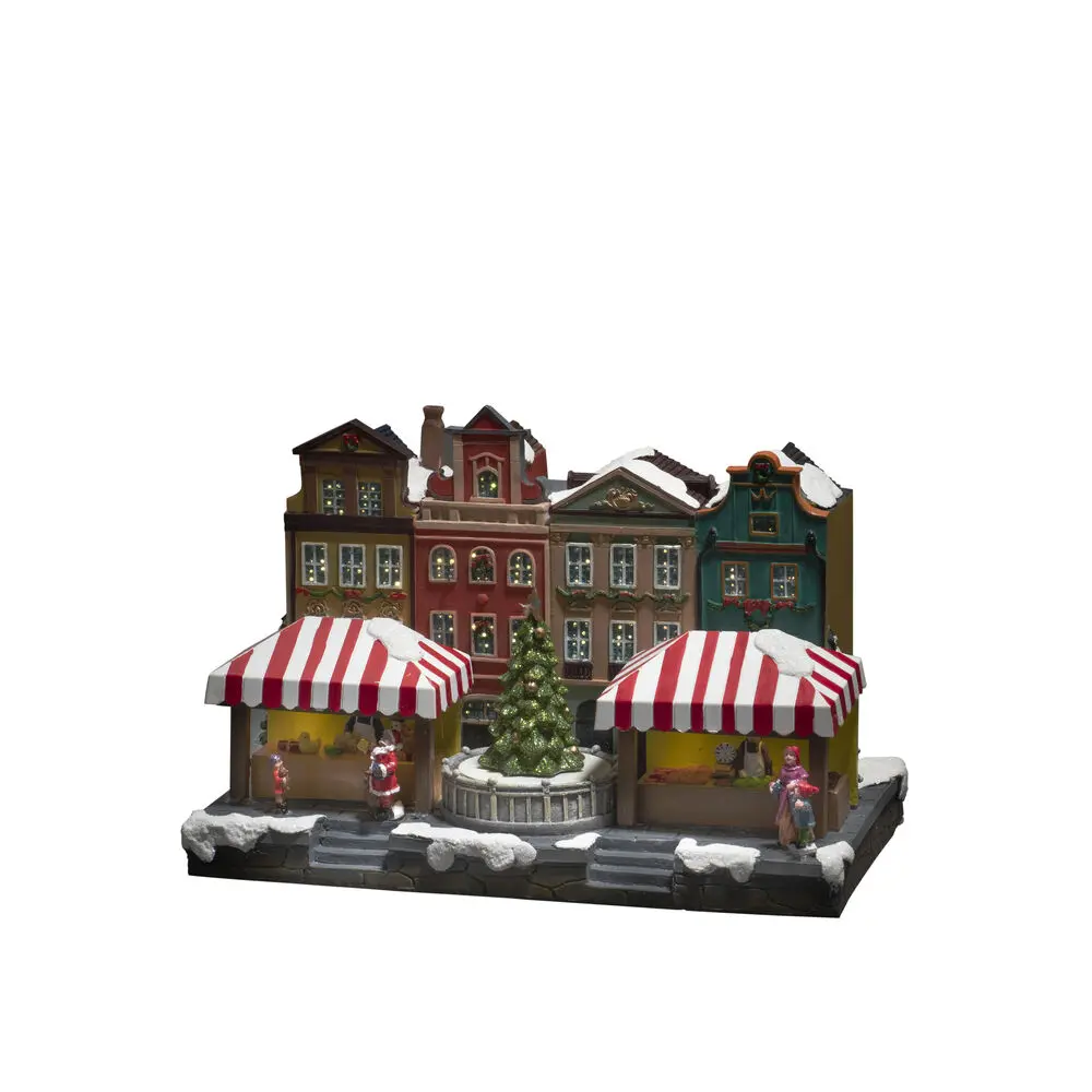 Fiberoptisk Hus 20cm Flerfarget Fra Konstsmide - Utstyrt med 5 LED-lys og innebygd musikk.