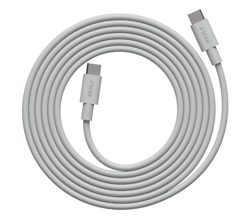 Cable 1 USB C to USB C Charging Cable, 2m Grå Fra Avolt - Kabel 1 USB-C til USB-C fra Avolt kombinerer kraftig lading med stilig skandinavisk design.