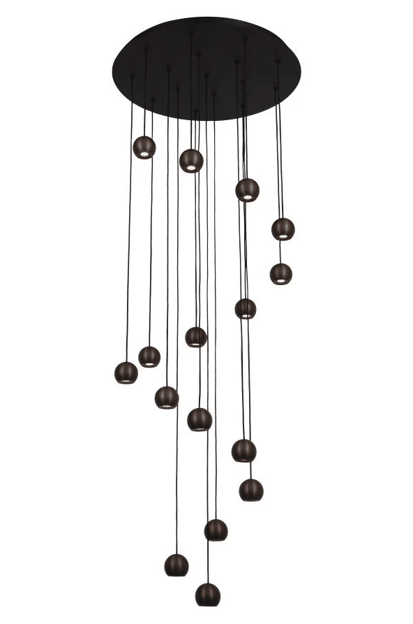 Montana Ø55 Brun Taklampe Fra Lucide - Høyden er justerbar med sin 300 cm lange ledningslengde, og de runde spotlightene med en diameter på 7 cm gir et godt og sterkt lys rettet nedover.