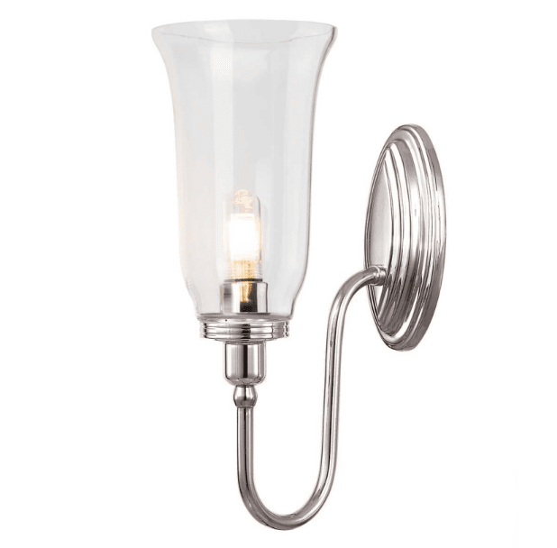 Blake 34cm Polert nikkel baderomslampe Fra Elstead Lighting - Lampen finnes i flere ulike stiler og glassdesign, og tilbys med overflater i polert krom, polert nikkel og polert messing.