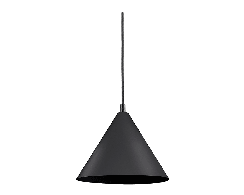 Tratt Ø25 Svart Taklampe Fra Westal - Tratt pendel er en stilig pendel laget av pulverlakkert stål med svart stoffkabel.