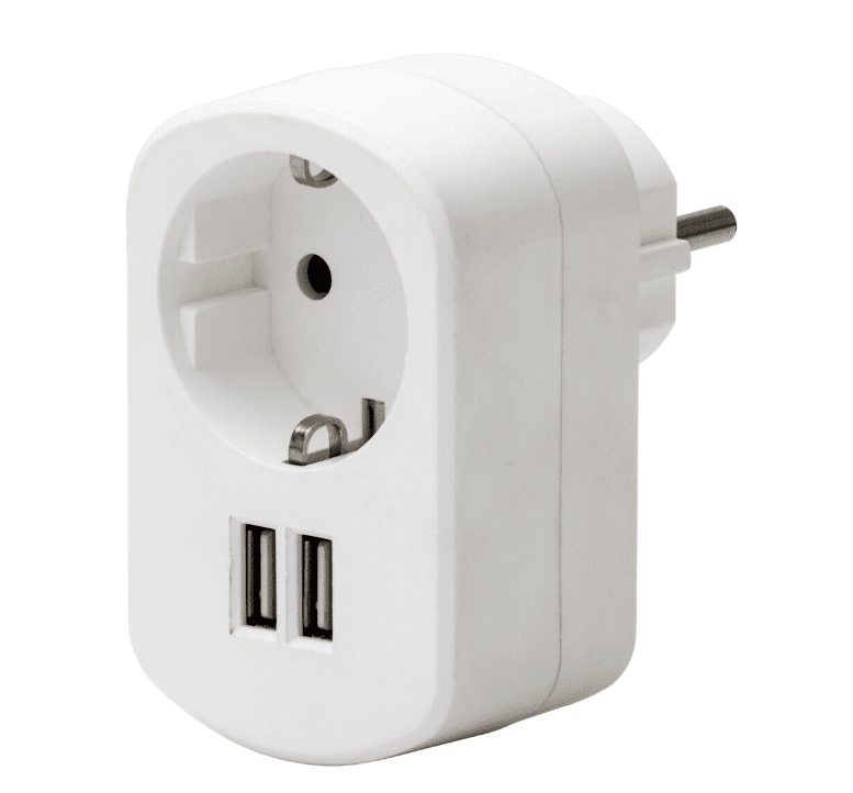 Zoom bilde av USB-Adapter Fra Airam - Hvit grenuttak for innend&oslash;rs bruk for ledninger med Euro eller beskyttelsesplugg.